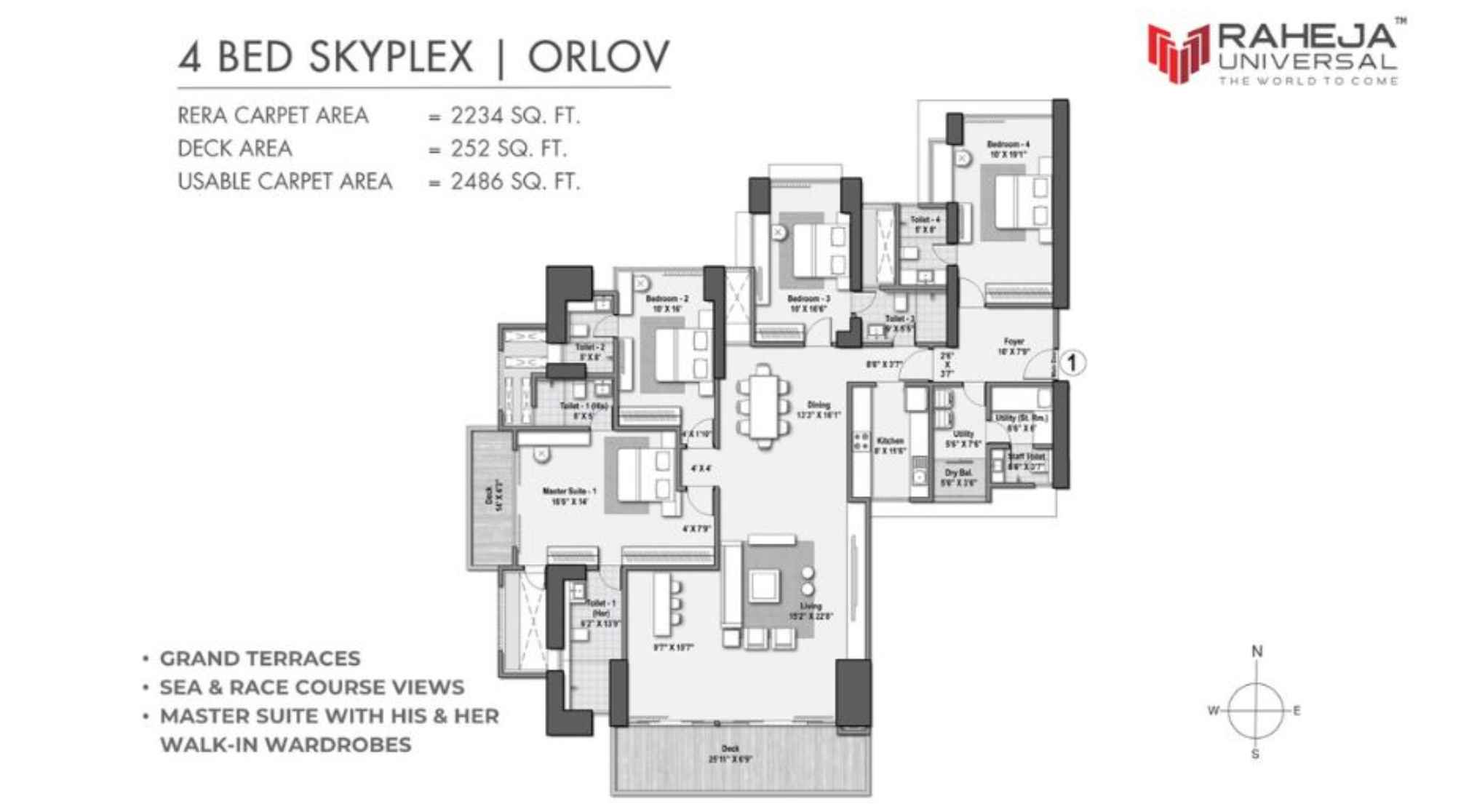 Raheja-Skyplex-Floor-Plan-4 BHK-2486 Sqft